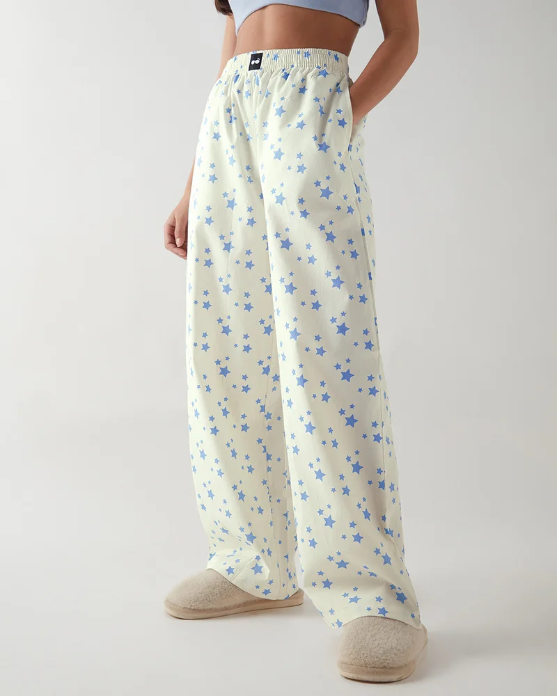 بيواكوف Women's Off White All Over Printed Wide Leg Pyjamas